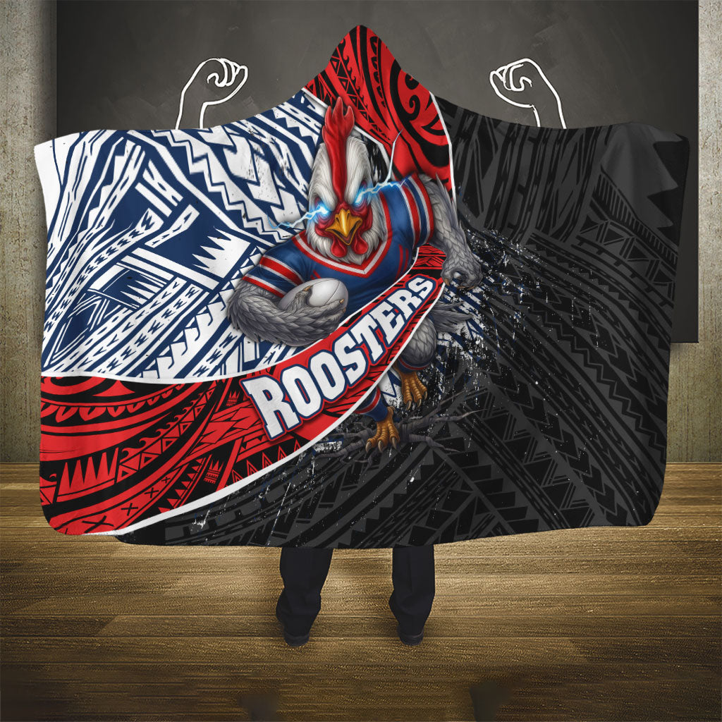 Sydney Roosters Rugby Mascot Hooded Blanket Tribal Polynesian Power Art - Lightning Mascot