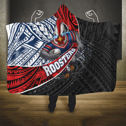 Sydney Roosters Rugby Mascot Hooded Blanket Tribal Polynesian Power Art - Lightning Mascot