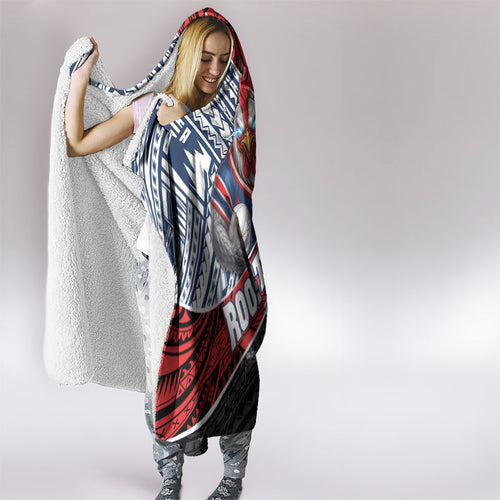 Sydney Roosters Rugby Mascot Hooded Blanket Tribal Polynesian Power Art - Lightning Mascot