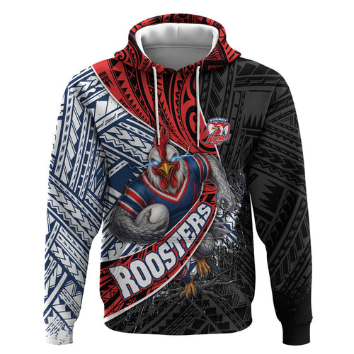 Sydney Roosters Rugby Mascot Hoodie Tribal Polynesian Power Art - Lightning Mascot