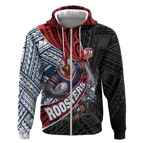 Sydney Roosters Rugby Mascot Hoodie Tribal Polynesian Power Art - Lightning Mascot