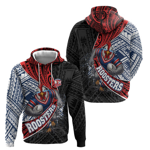 Sydney Roosters Rugby Mascot Hoodie Tribal Polynesian Power Art - Lightning Mascot