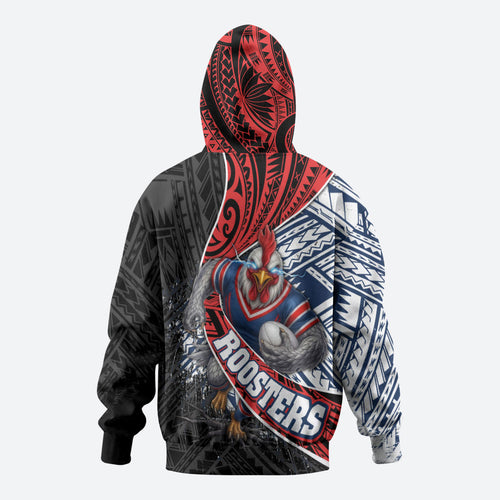 Sydney Roosters Rugby Mascot Hoodie Tribal Polynesian Power Art - Lightning Mascot