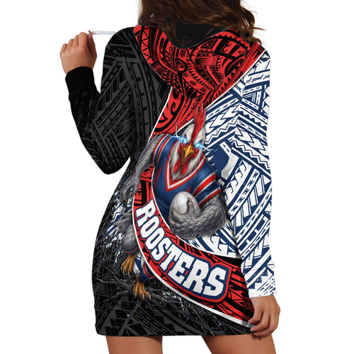 Sydney Roosters Rugby Mascot Hoodie Dress Tribal Polynesian Power Art - Lightning Mascot