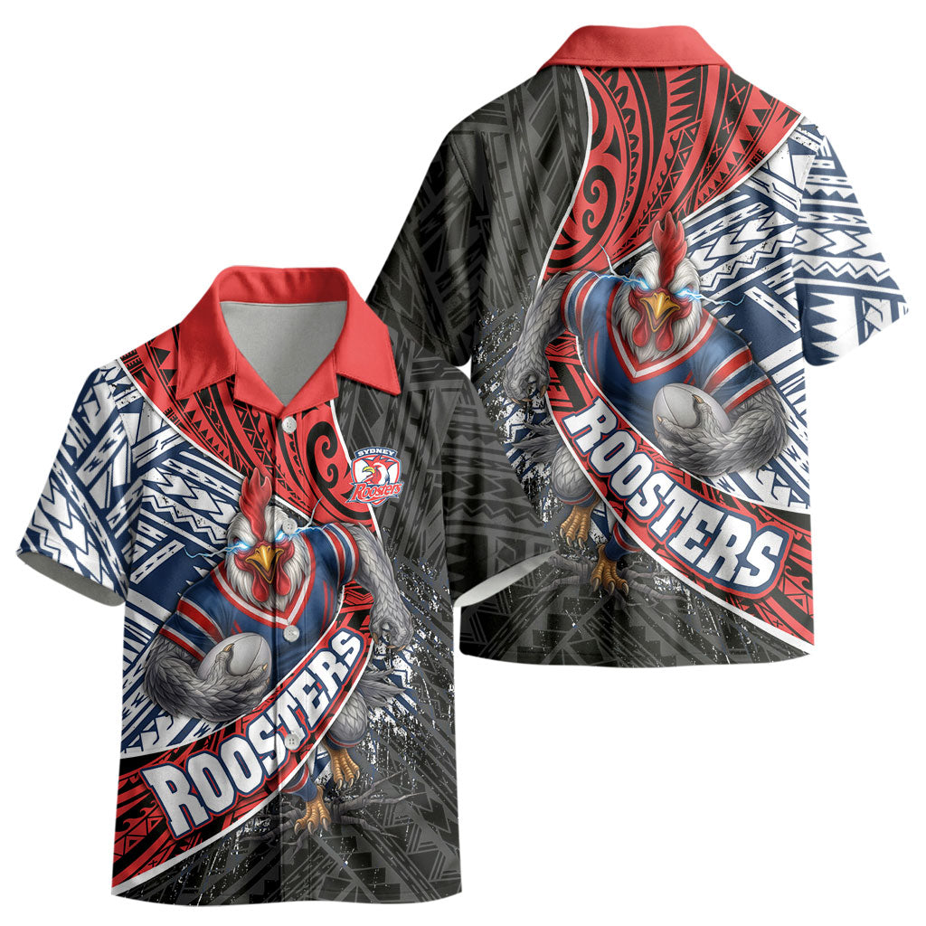 Sydney Roosters Rugby Mascot Kid Hawaiian Shirt Tribal Polynesian Power Art - Lightning Mascot