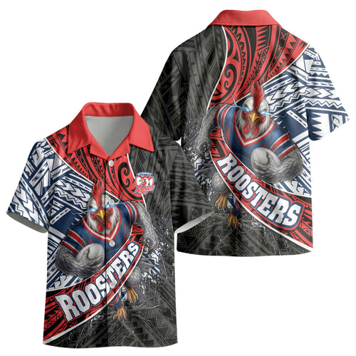 Sydney Roosters Rugby Mascot Kid Hawaiian Shirt Tribal Polynesian Power Art - Lightning Mascot