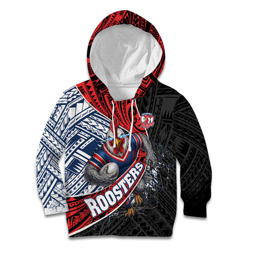 Sydney Roosters Rugby Mascot Kid Hoodie Tribal Polynesian Power Art - Lightning Mascot