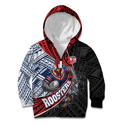 Sydney Roosters Rugby Mascot Kid Hoodie Tribal Polynesian Power Art - Lightning Mascot
