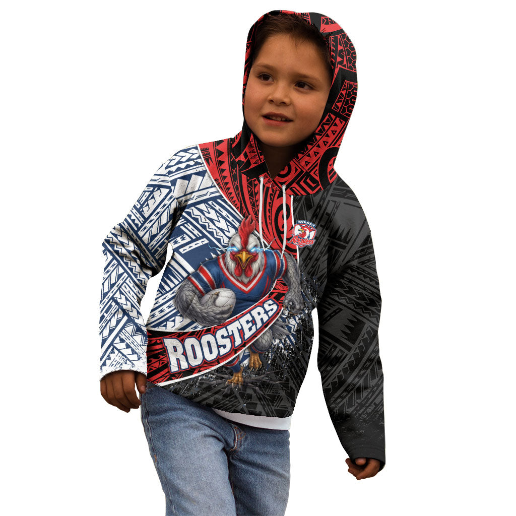 Sydney Roosters Rugby Mascot Kid Hoodie Tribal Polynesian Power Art - Lightning Mascot