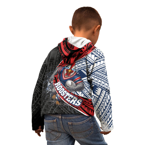 Sydney Roosters Rugby Mascot Kid Hoodie Tribal Polynesian Power Art - Lightning Mascot