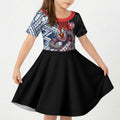 Sydney Roosters Rugby Mascot Kid Short Sleeve Dress Tribal Polynesian Power Art - Lightning Mascot