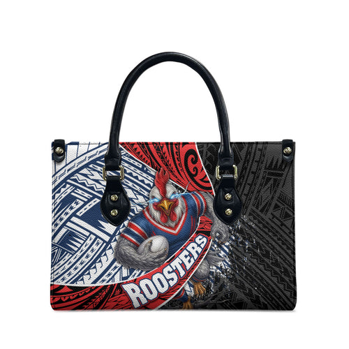 Sydney Roosters Rugby Mascot Leather Bag Tribal Polynesian Power Art - Lightning Mascot