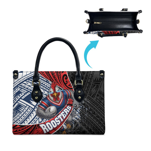 Sydney Roosters Rugby Mascot Leather Bag Tribal Polynesian Power Art - Lightning Mascot