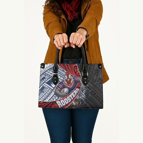 Sydney Roosters Rugby Mascot Leather Bag Tribal Polynesian Power Art - Lightning Mascot