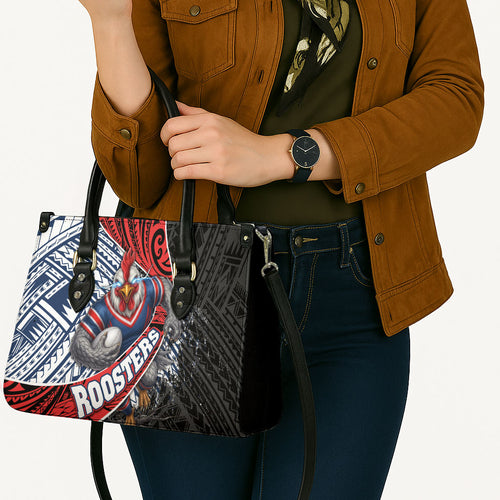 Sydney Roosters Rugby Mascot Leather Bag Tribal Polynesian Power Art - Lightning Mascot