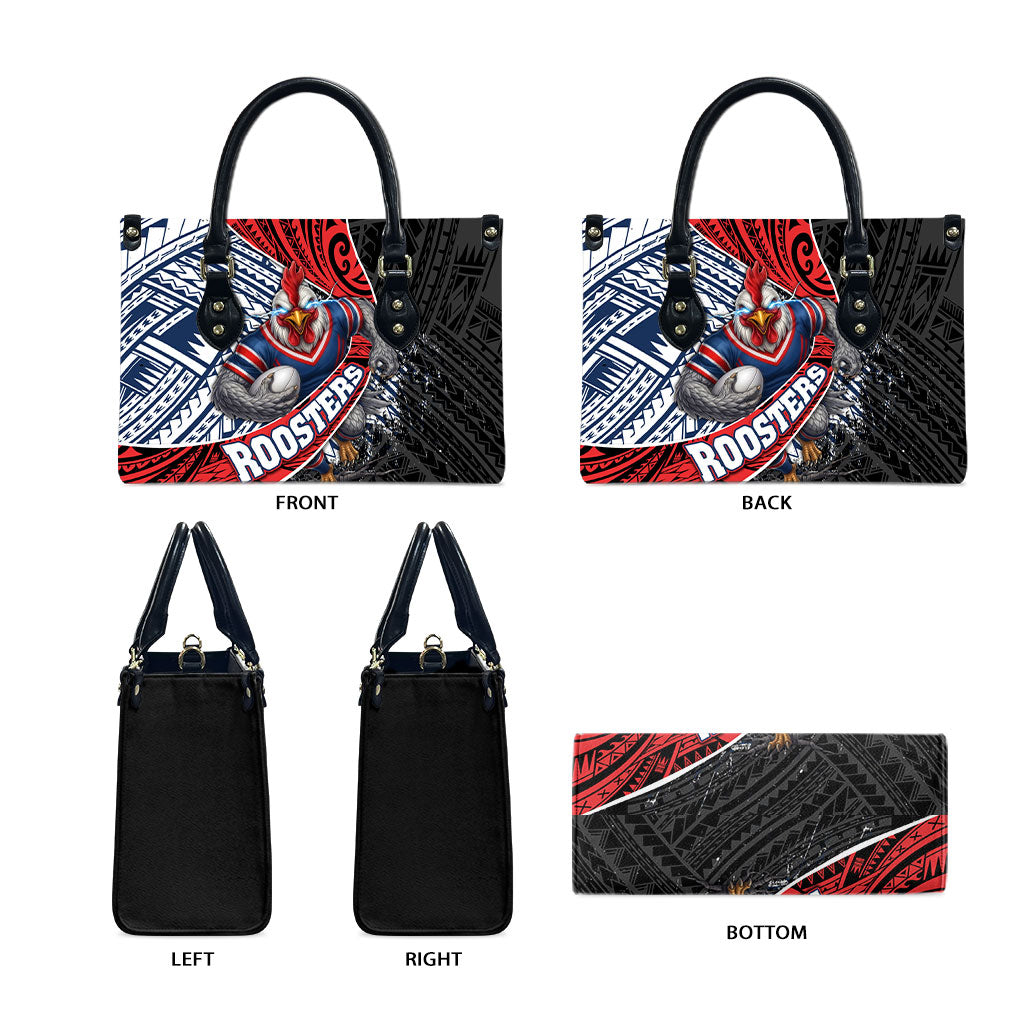 Sydney Roosters Rugby Mascot Leather Bag Tribal Polynesian Power Art - Lightning Mascot