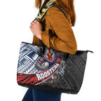 Sydney Roosters Rugby Mascot Leather Tote Bag Tribal Polynesian Power Art - Lightning Mascot