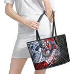 Sydney Roosters Rugby Mascot Leather Tote Bag Tribal Polynesian Power Art - Lightning Mascot