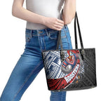 Sydney Roosters Rugby Mascot Leather Tote Bag Tribal Polynesian Power Art - Lightning Mascot