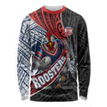 Sydney Roosters Rugby Mascot Long Sleeve Shirt Tribal Polynesian Power Art - Lightning Mascot