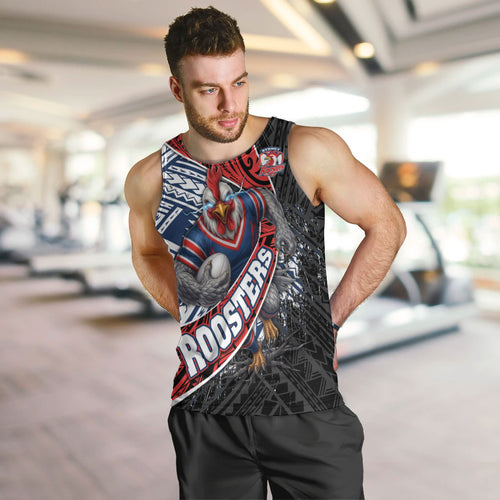 Sydney Roosters Rugby Mascot Men Tank Top Tribal Polynesian Power Art - Lightning Mascot