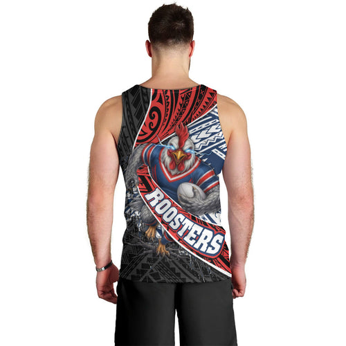 Sydney Roosters Rugby Mascot Men Tank Top Tribal Polynesian Power Art - Lightning Mascot