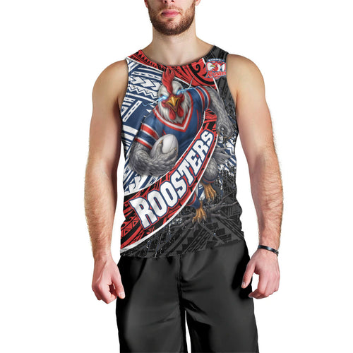 Sydney Roosters Rugby Mascot Men Tank Top Tribal Polynesian Power Art - Lightning Mascot