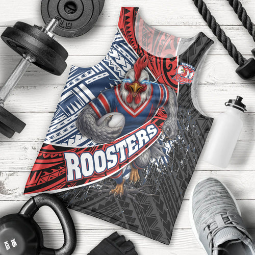 Sydney Roosters Rugby Mascot Men Tank Top Tribal Polynesian Power Art - Lightning Mascot