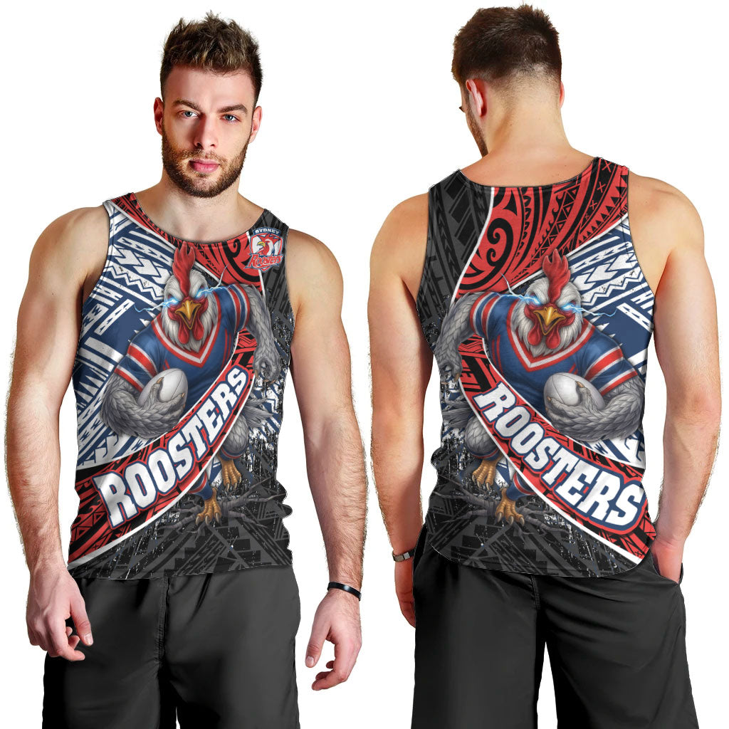 Sydney Roosters Rugby Mascot Men Tank Top Tribal Polynesian Power Art - Lightning Mascot