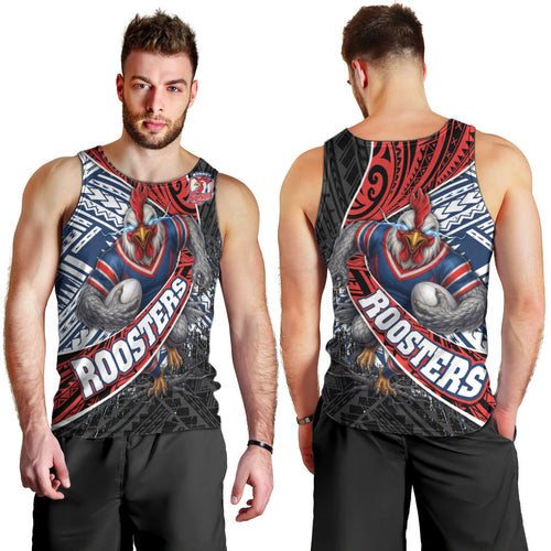 Sydney Roosters Rugby Mascot Men Tank Top Tribal Polynesian Power Art - Lightning Mascot