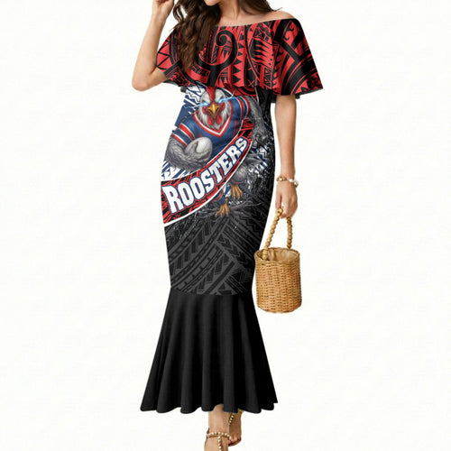 Sydney Roosters Rugby Mascot Mermaid Dress Tribal Polynesian Power Art - Lightning Mascot