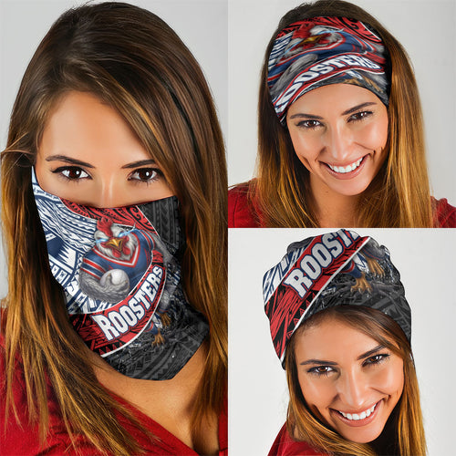 Sydney Roosters Rugby Mascot Neck Gaiter Tribal Polynesian Power Art - Lightning Mascot
