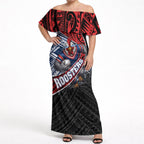 Sydney Roosters Rugby Mascot Off Shoulder Maxi Dress Tribal Polynesian Power Art - Lightning Mascot