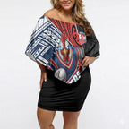 Sydney Roosters Rugby Mascot Off Shoulder Short Dress Tribal Polynesian Power Art - Lightning Mascot