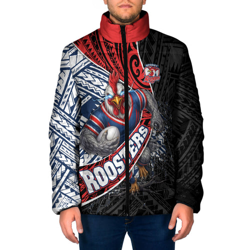 Sydney Roosters Rugby Mascot Padded Jacket Tribal Polynesian Power Art - Lightning Mascot
