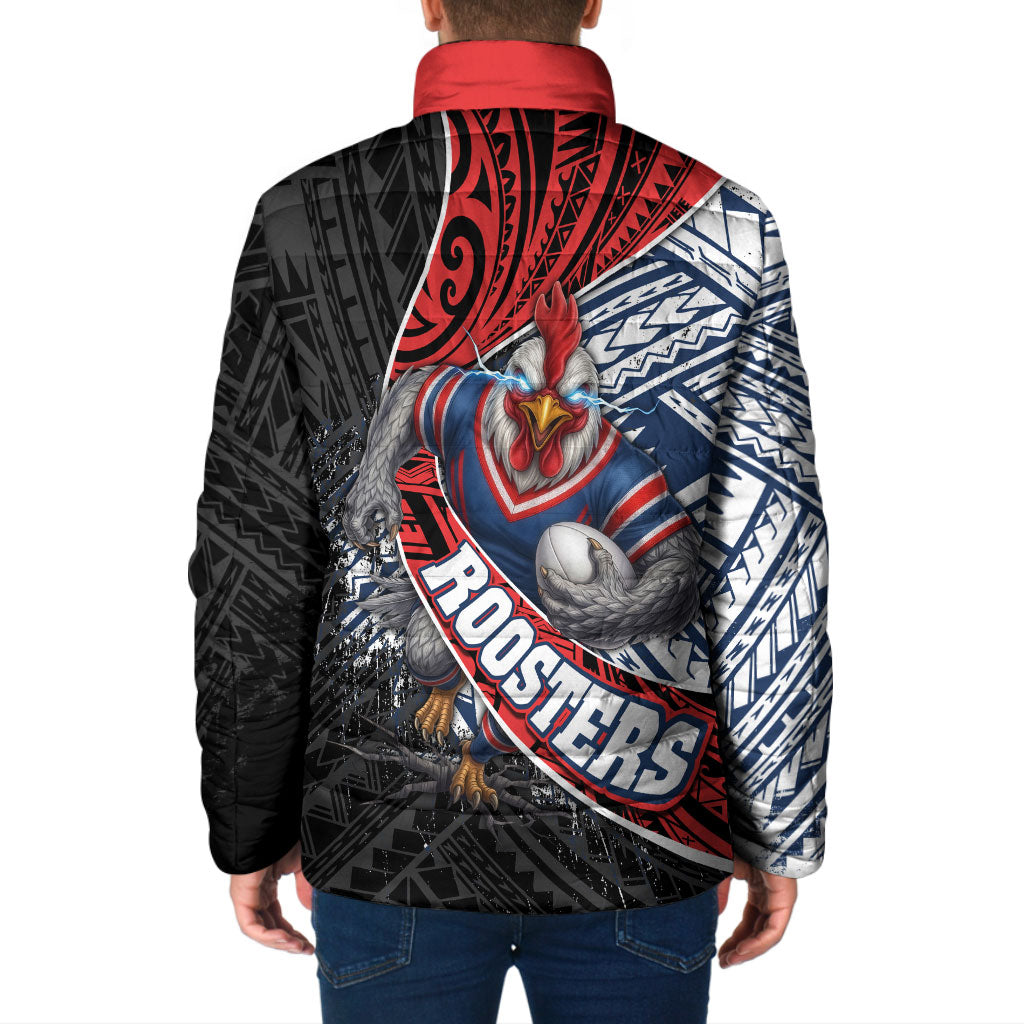 Sydney Roosters Rugby Mascot Padded Jacket Tribal Polynesian Power Art - Lightning Mascot