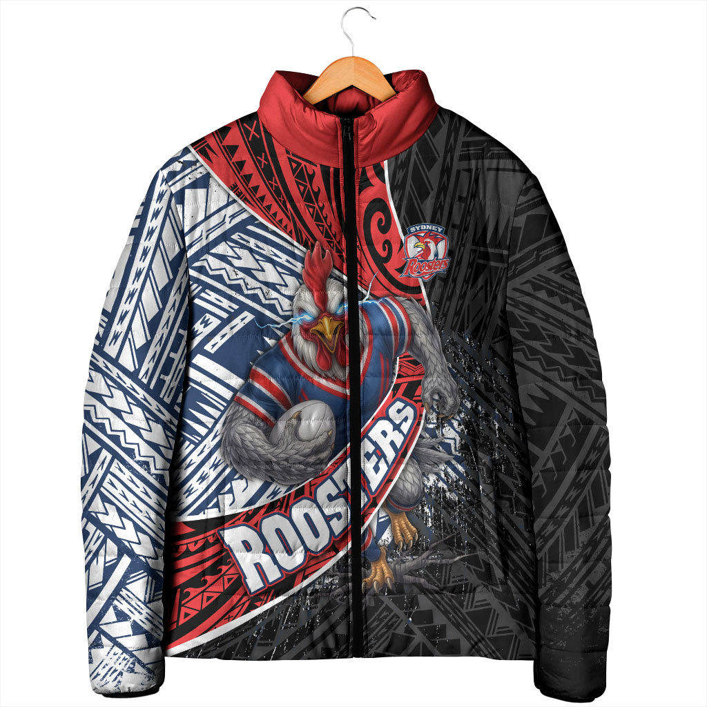 Sydney Roosters Rugby Mascot Padded Jacket Tribal Polynesian Power Art - Lightning Mascot