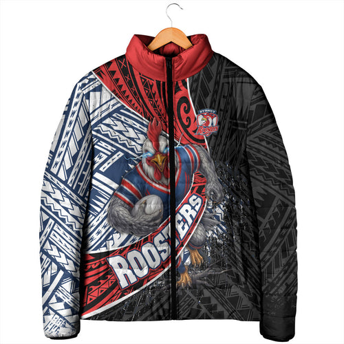 Sydney Roosters Rugby Mascot Padded Jacket Tribal Polynesian Power Art - Lightning Mascot