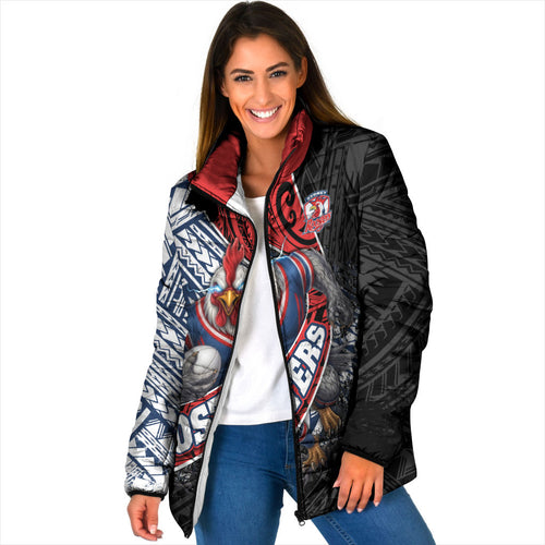 Sydney Roosters Rugby Mascot Padded Jacket Tribal Polynesian Power Art - Lightning Mascot