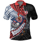 Sydney Roosters Rugby Mascot Polo Shirt Tribal Polynesian Power Art - Lightning Mascot