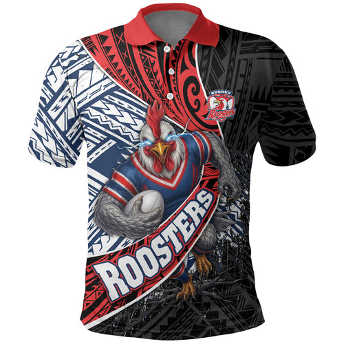 Sydney Roosters Rugby Mascot Polo Shirt Tribal Polynesian Power Art - Lightning Mascot
