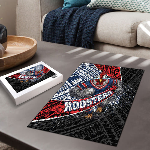 Sydney Roosters Rugby Mascot Puzzle Tribal Polynesian Power Art - Lightning Mascot