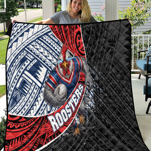 Sydney Roosters Rugby Mascot Quilt Tribal Polynesian Power Art - Lightning Mascot