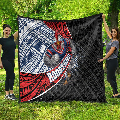 Sydney Roosters Rugby Mascot Quilt Tribal Polynesian Power Art - Lightning Mascot