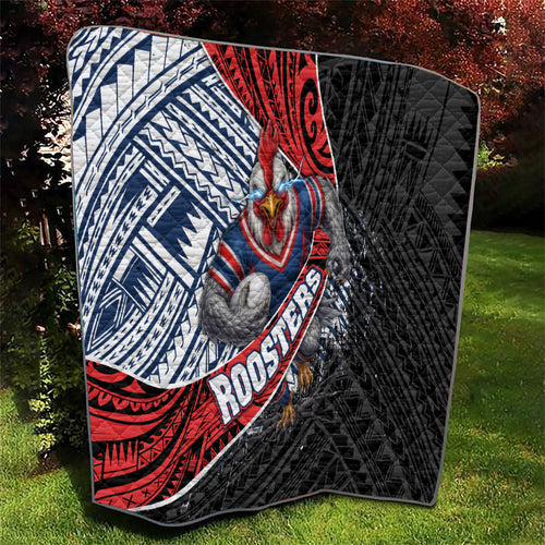 Sydney Roosters Rugby Mascot Quilt Tribal Polynesian Power Art - Lightning Mascot