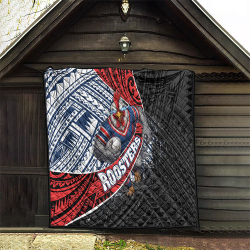 Sydney Roosters Rugby Mascot Quilt Tribal Polynesian Power Art - Lightning Mascot