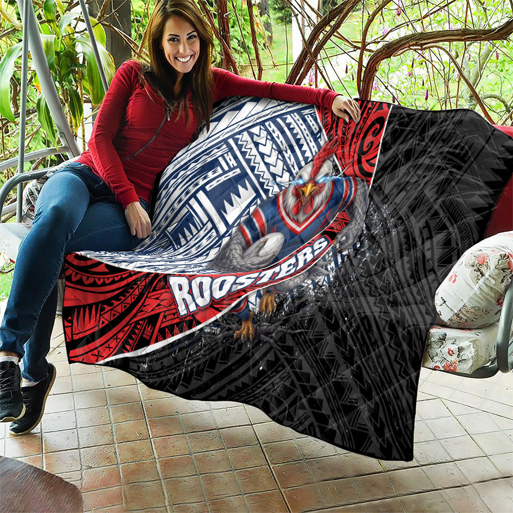 Sydney Roosters Rugby Mascot Quilt Tribal Polynesian Power Art - Lightning Mascot
