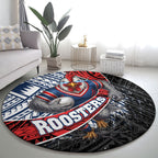 Sydney Roosters Rugby Mascot Round Carpet Tribal Polynesian Power Art - Lightning Mascot