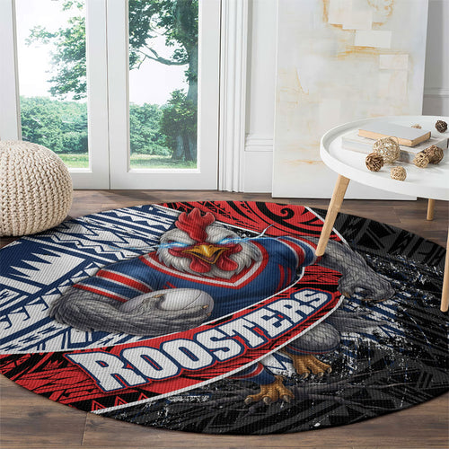 Sydney Roosters Rugby Mascot Round Carpet Tribal Polynesian Power Art - Lightning Mascot