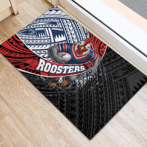 Sydney Roosters Rugby Mascot Rubber Doormat Tribal Polynesian Power Art - Lightning Mascot